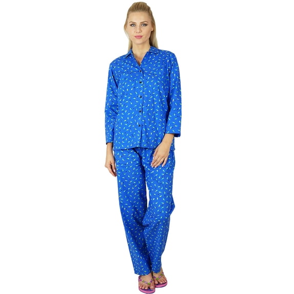 Bimba Women Cotton Night Wear Pajama Set Printed Full Sleeve Shirt with Pyjamas