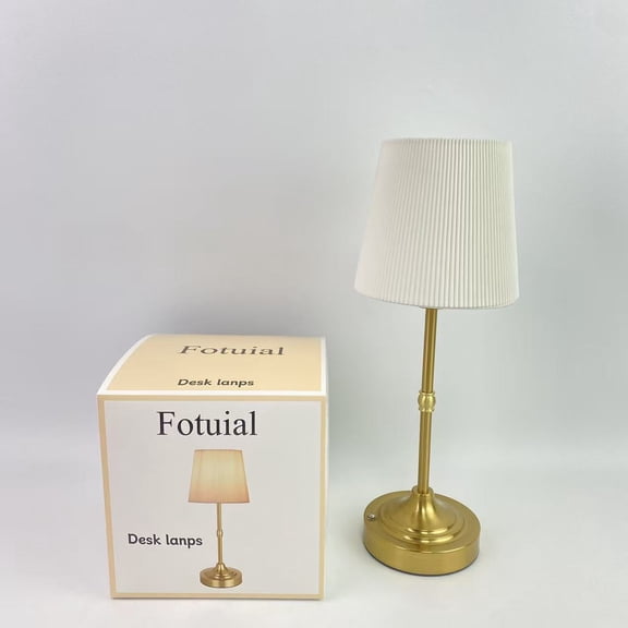 Fotuial Desk lanps,Bedside Table Lamp for Bedroom - 3 Way Dimmable Touch Lamp USB C Charging Ports and AC Outlet, Small Lamp Wood Base Round Flaxen Fabric Shade