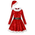 thumbnail image 5 of Adeawade Girls Dresses Christmas Long Sleeve Dress Solid Color Crewneck Flowy Xmas Dresses Soft Playsuit Size 150 Red, 5 of 8