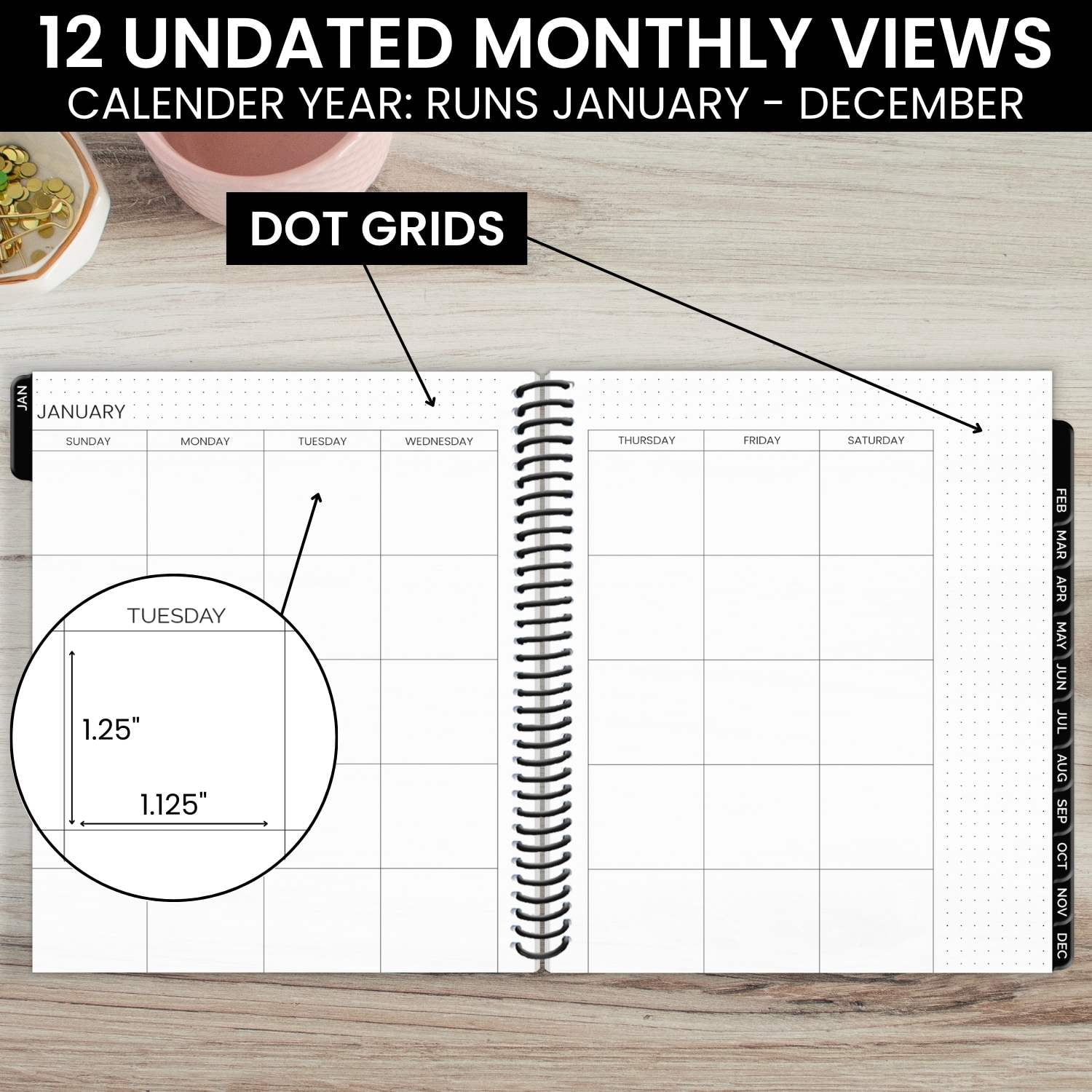 bloom daily planners Undated Dot Journaling Planner & Calendar , 7.5" x 9"