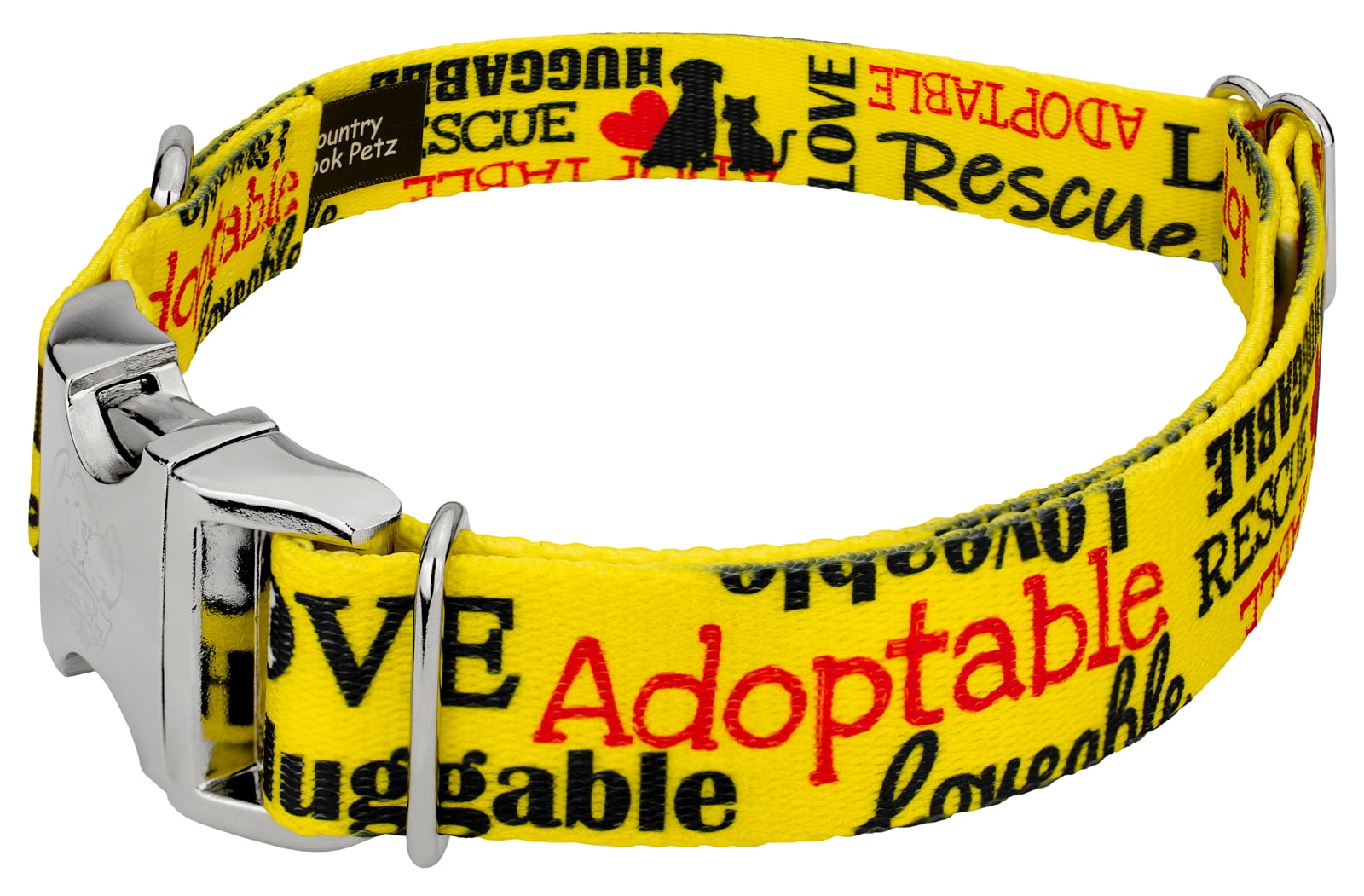 Country Brook Petz® Premium Yellow Loveable Rescue Dog Collar, Large