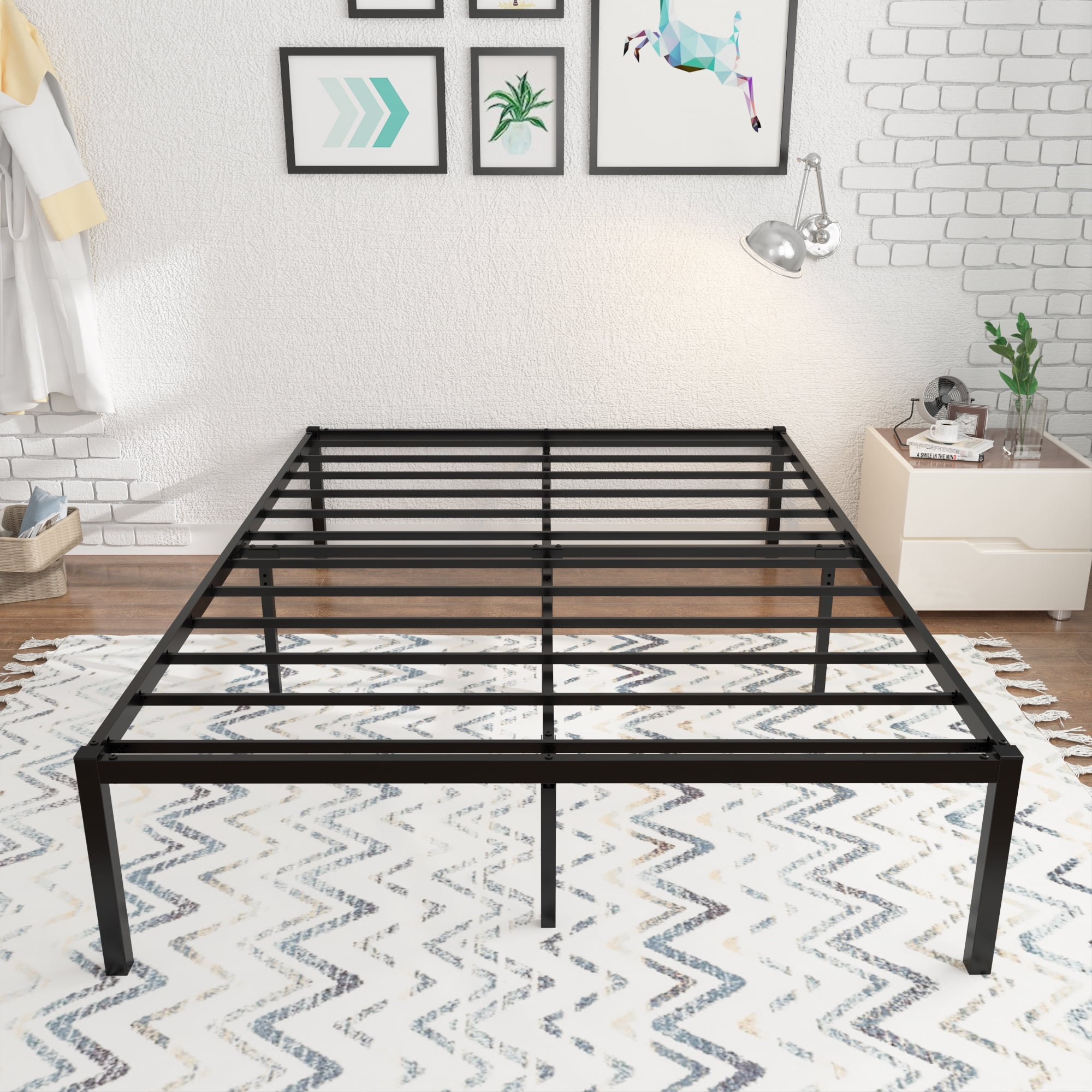 Steel Folding Bed 16 Foldable Platform Bed Mattress Foundation Noise Free Mattress Support Ebern Designs Size: Queen