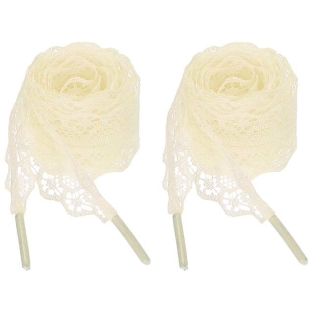 2 pares de cordones planos, cordones de 2.2 cm de ancho y 120 cm de largo, color beige