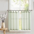 thumbnail image 1 of Tab Top Linen Kitchen Curtains 36 Inches Striped Tier Curtains Farmhouse Modern Cafe Style Small Window Treatments Airy Light Filtering Rod Pocket for Living Room Bathroom 2 Panels Sage Green, 1 of 8
