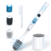 Xecessory Electric Toilet Brush and Holder Set, 8 in 1 Electric Toilet Bowl Cleaning Kit with Replaceable Brushes, Hard Nylon Brush and Soft Silicone Brush