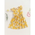 thumbnail image 6 of Douhoow Little Girls A-Line Floral Dress 1 2 3 4 5 6 7 Years Kids Sundress Toddler Flying Sleeve Round Neck Casual Dresses, 6 of 9