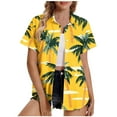thumbnail image 2 of Qulqfy Fashion Womens Shirts Short Sleeve Hawaiian Print Casual Drop Shoulder Turn Down Collar Button Womens Tops, 2 of 5