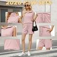 thumbnail image 5 of VDJ Women 2 Piece Short Sets Zip Up Collared Tank Tops Drawstring Shorts Sleeveless Outfits with Pockets Pink Sweatsuits Sizs XL, 5 of 12