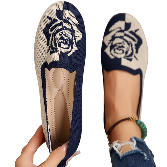 Domzle Ladies Breathable Mesh Low Cut Flat Shoes Casual Versatile Plus Size Spring Summer Comfortable Blue 42