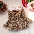 thumbnail image 3 of Children's Winter Leopard Coat Faux Fox Fur Collar Autumn Flower Keep Warm Thicken Kids Clothes Girls Jacket Outerwear Clothing, 3 of 6