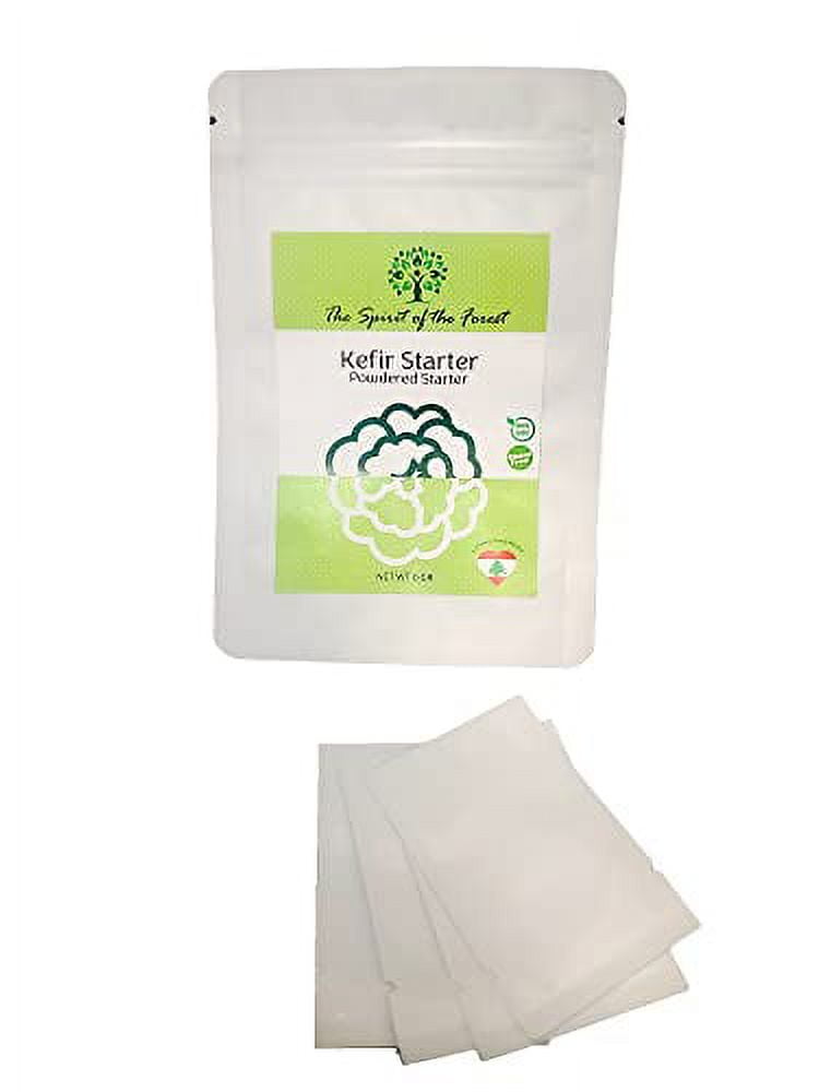 Organic and Original Milk Kefir Lebanese Grains - Live Active Probiotic Cultures for Kefir Starter Powder - Bulgaros De Leche Vivos - Non GMO - Gluten Free - Started With A Dairy (4 Pack for 4 Liter)