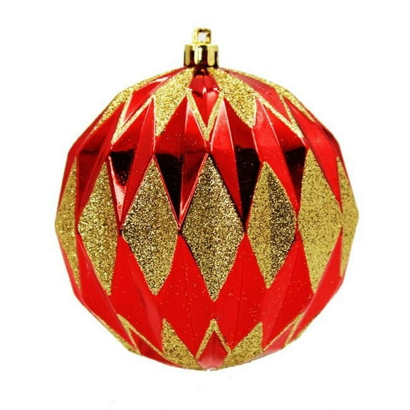 Queens of Christmas ORNPK-DIMB-TRAD-12 Ball Ornaments, Red & Gold - Pack of 12
