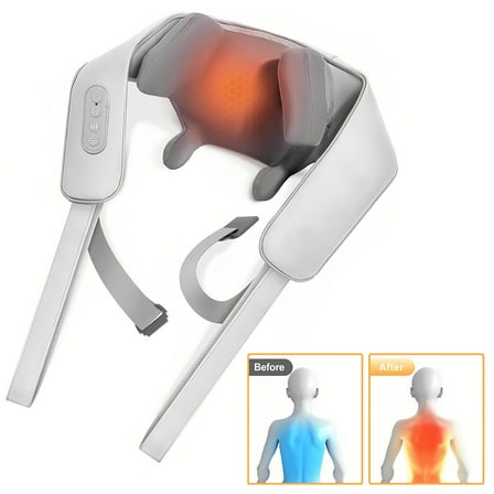 Cordless Neck and Shoulder Massager with Heat, Deep Tissue Upgraded 4D Shiatsu Massage Pillow for Back, Neck, and Shoulders, Perfect Gift for Men, Women, Moms, and Dads