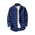 thumbnail image 2 of Fall Winter Men Shirt Coat - Plaid Print Long Sleeves Chest Pocket Turn-down Collar Single-breasted Loose Contrast Color Jacket, 2 of 8