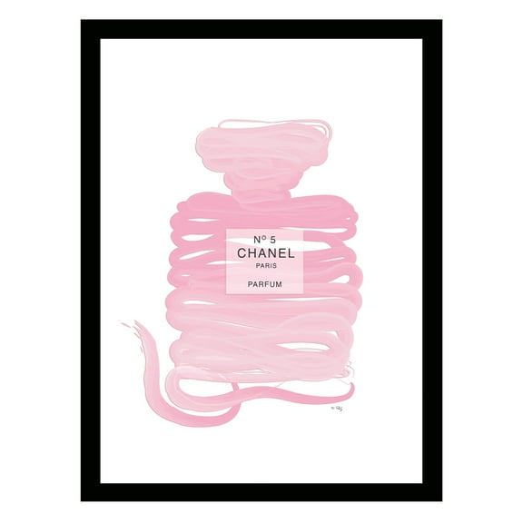Fashion Glam Perfume Bottle Ribbon Drawing - Framed Print