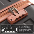 thumbnail image 3 of 4-Piece Luggage Set, ABS Durable Suitcases with 360° Spinner Wheels & Expandable Travel Bag, TSA Lock, Black & Brown, 3 of 9