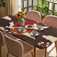 thumbnail image 3 of Japanese Style Table Cloths for 3 Foot Rectangle Tables, Modern Cranes Cherry Flower Wave Brown Patio Waterproof Elastic Fitted Tablecloths, Washable Rectangular Table Cover for Camping, 3 of 8