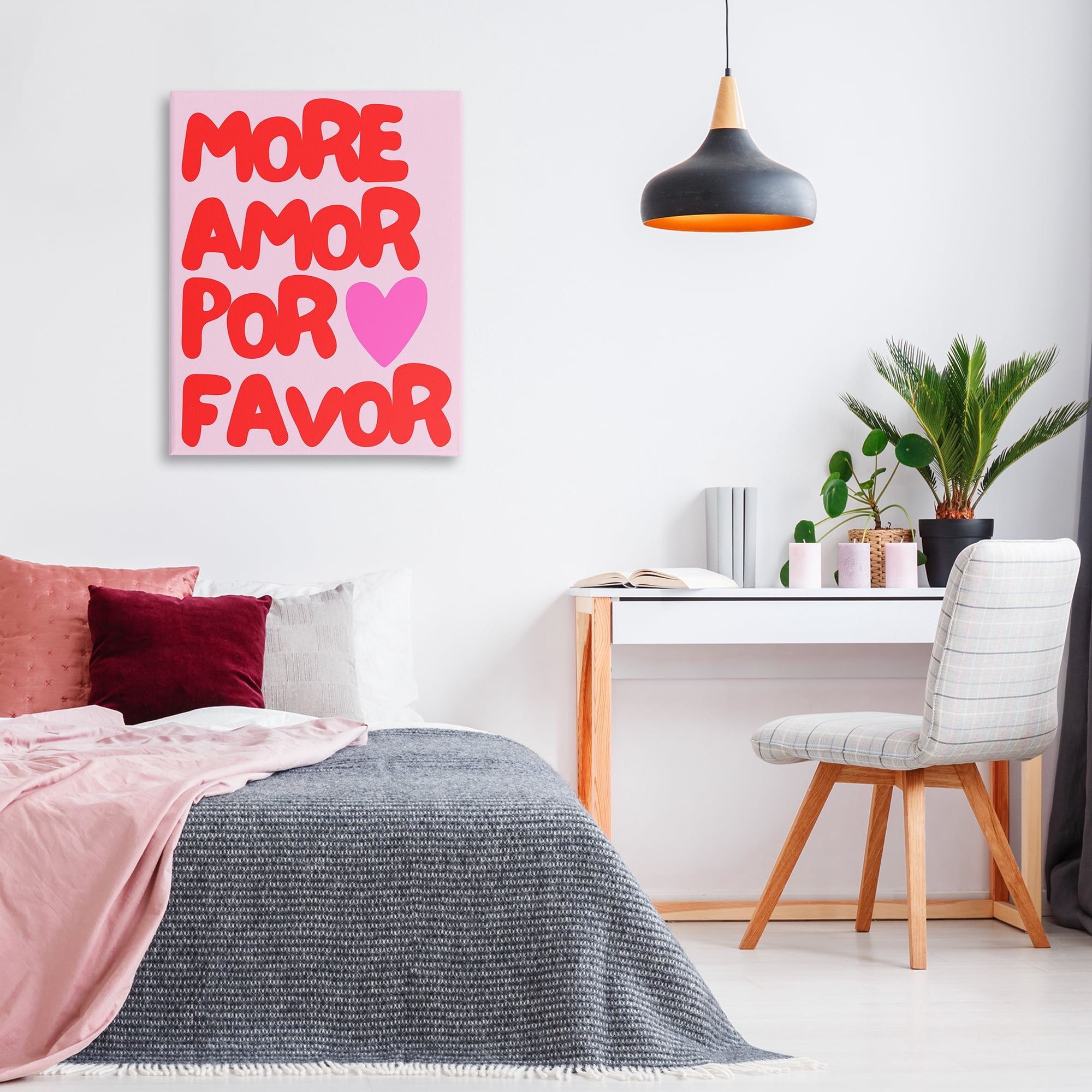 Stupell Industries More Amor Phrase Text & Numbers Painting Wrapped Canvas Art Print Wall Art, 30 x 40