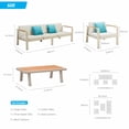 thumbnail image 6 of HIGOLD 3801 Nofi Patio Furniture, 4 Pieces Teak Outdoor Conversation Set with Grey Cushions, Blue Pillow, Matte Charcoal Aluminum Frame, 6 of 14