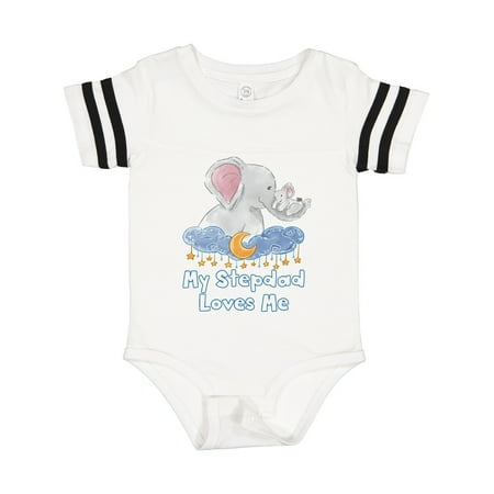 

Inktastic My Stepdad Loves Me Cute Elephants Clouds Moon and Stars Gift Baby Boy or Baby Girl Bodysuit