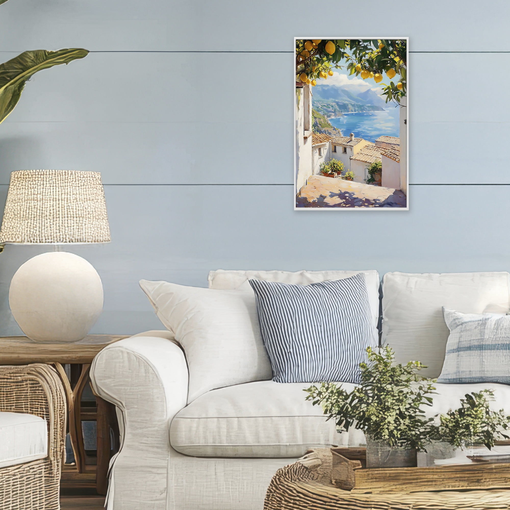 Stupell Industries Amalfi Coast Lemon Overhang White Framed Giclee Art, design by LSR Design Studio