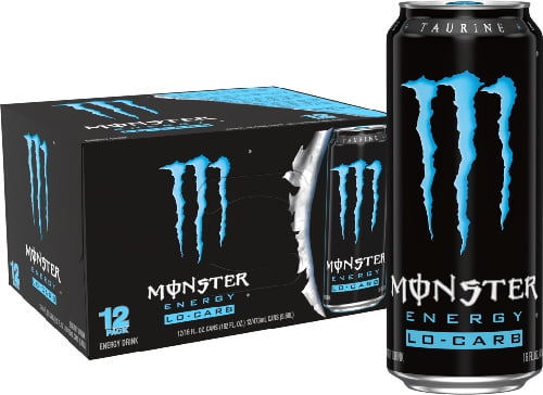 (12 Cans) Monster Energy Lo-Carb, Energy Drink, 16 fl oz