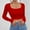 04# Red, variant on WonderWiz Women's Long Sleeve Square Neck Crop Tops, Ribbed Knit Slim Fitted Casual Basic Y2K Crop Top Tee Blouse Retro Red XS