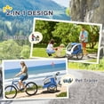 thumbnail image 4 of Aosom Dog Bike Trailer 2-In-1 Pet Stroller with Canopy and Storage Pockets, Blue, 4 of 10