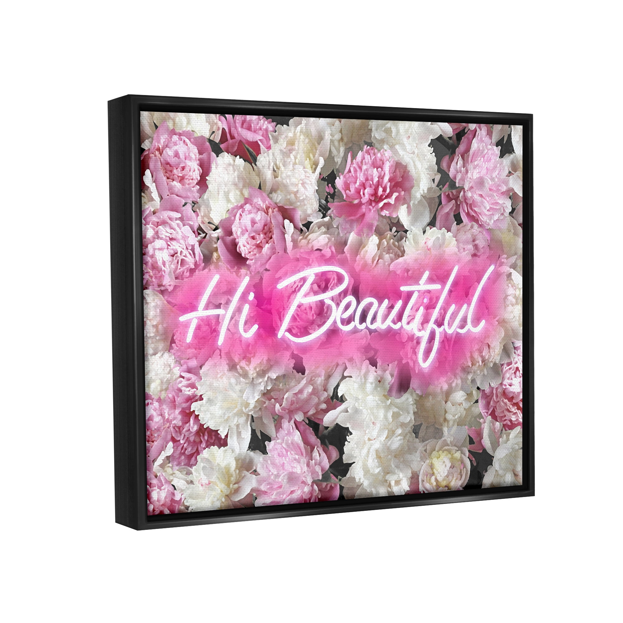 Stupell Industries Hi Beautiful Florals Botanical & Floral Painting Black Floater Framed Canvas Art Print Wall Art, 21 x 17