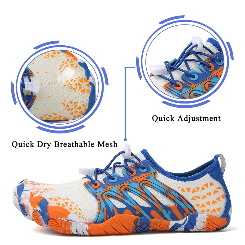 Stepedia Men's Women's Barefoot Water Shoes Wide Quick Drying Aqua Shoes for Swimming Surfing Beach, White