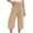 Khaki, variant on Womens Capri Pants Loose Smoked Elastic High Waisted Palazzo Capris Pants Summer Wide Leg Flowy Beach Lounge Casual Cropped Trousers with Pockets