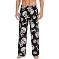 thumbnail image 2 of Lsque black white Skull bone Print Men's Pajama Pants, Lounge Pant - Comfortable Home Wear,Elastic Waistband, Stylish Design-Medium, 2 of 9