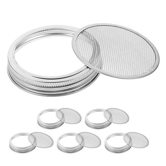 Hemoton 6pcs Stainless Steel Sprouting Lids 70/86mm Mesh Screen For Mason Jars For Bean Sprouts Salad Sprouts Sprouting Kit