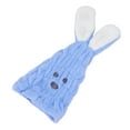 thumbnail image 3 of FEOLGEHLY Absorbent Coral Fleece Drying Hair Towel Wrap for Women, Plush Fast-Dry Turban Wrap Cap with Cute Rabbit Cartoon Design, Soft Hair Drying Towels for Bath and Travel (Blue), 3 of 7