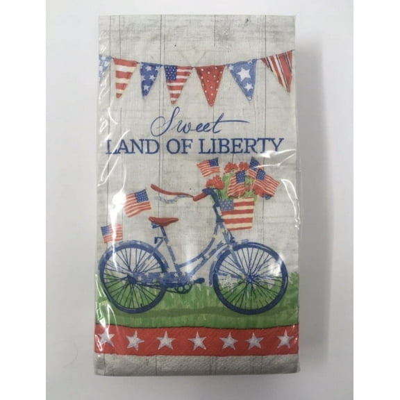 Sweet Land of Liberty, Americana, Patriotic Holidays, USA, Disposable Guest Paper Napkins, 1 Package Includes 36 Napkins. Made in USA.