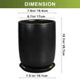 thumbnail image 3 of Ordivic 8 inch Black Ceramic Planter with Drainage Hole & Saucer – Round Cylinder Flower Pot for Indoor & Outdoor Houseplants, 3 of 8