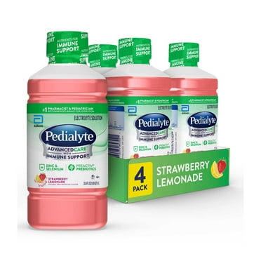 Pedialyte AdvancedCare Electrolyte Solution, Strawberry Lemonade, 1 Liter, 4 Count