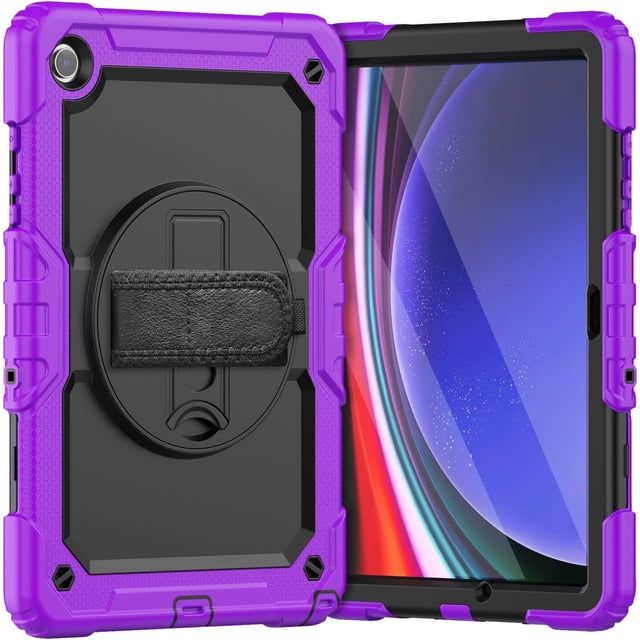 Funda para Samsung Galaxy Tab A9 Plus 11'' 2023 (SM-X210/X216/X218), Funda Protectora Resistente a Golpes con Protector de Pantalla, Soporte Giratorio de 360°, Correa para Mano/Hombro y Soporte para