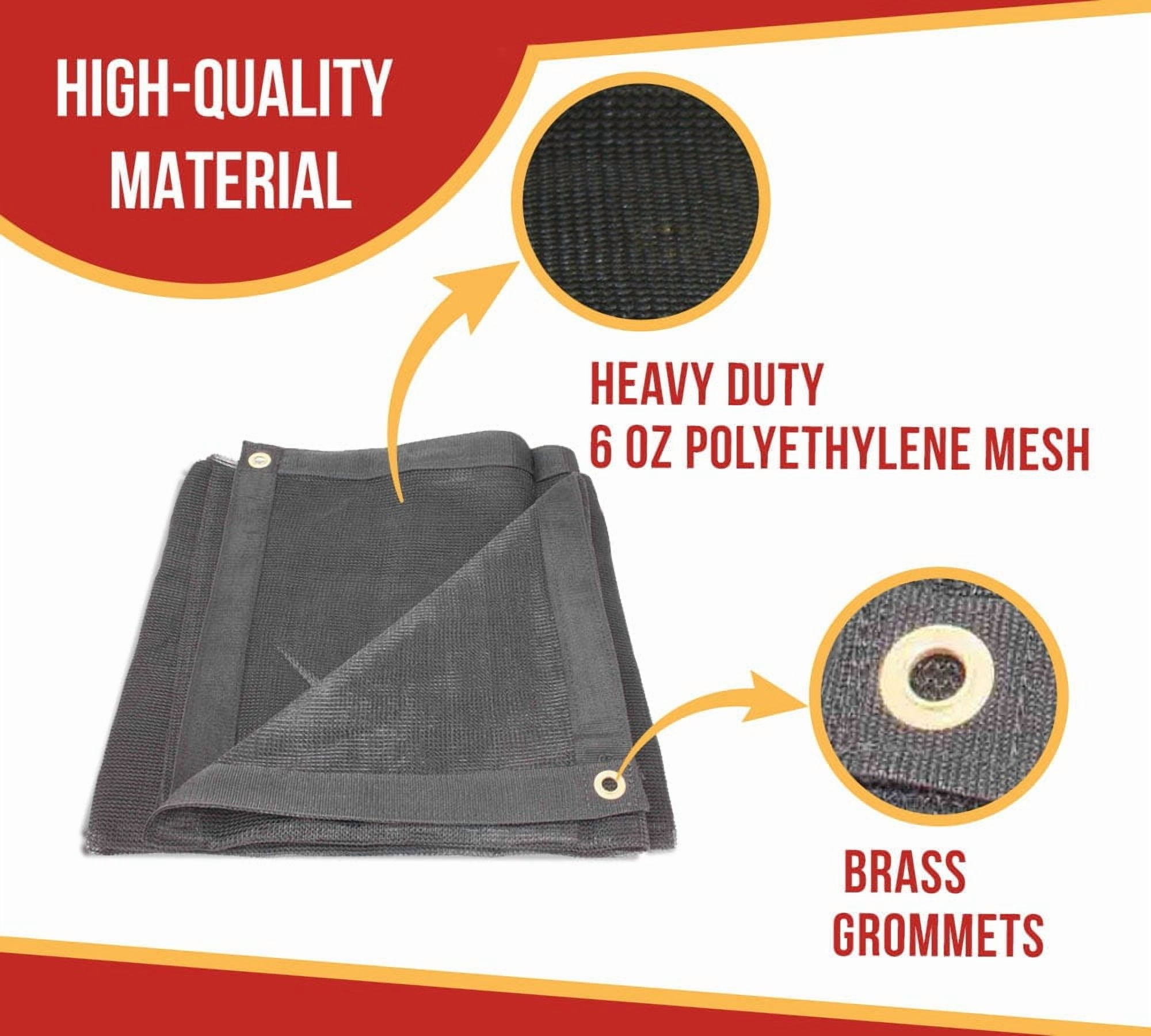 10'x12' Black 70% Shade Mesh Tarp for Outdoor w/ Grommets - 6 Oz Extra Durable Heavy Duty Mesh Tarps for Dump Truck, Rolloff Trucks - Mesh Shade Cloth for Sun, Plant, Patio