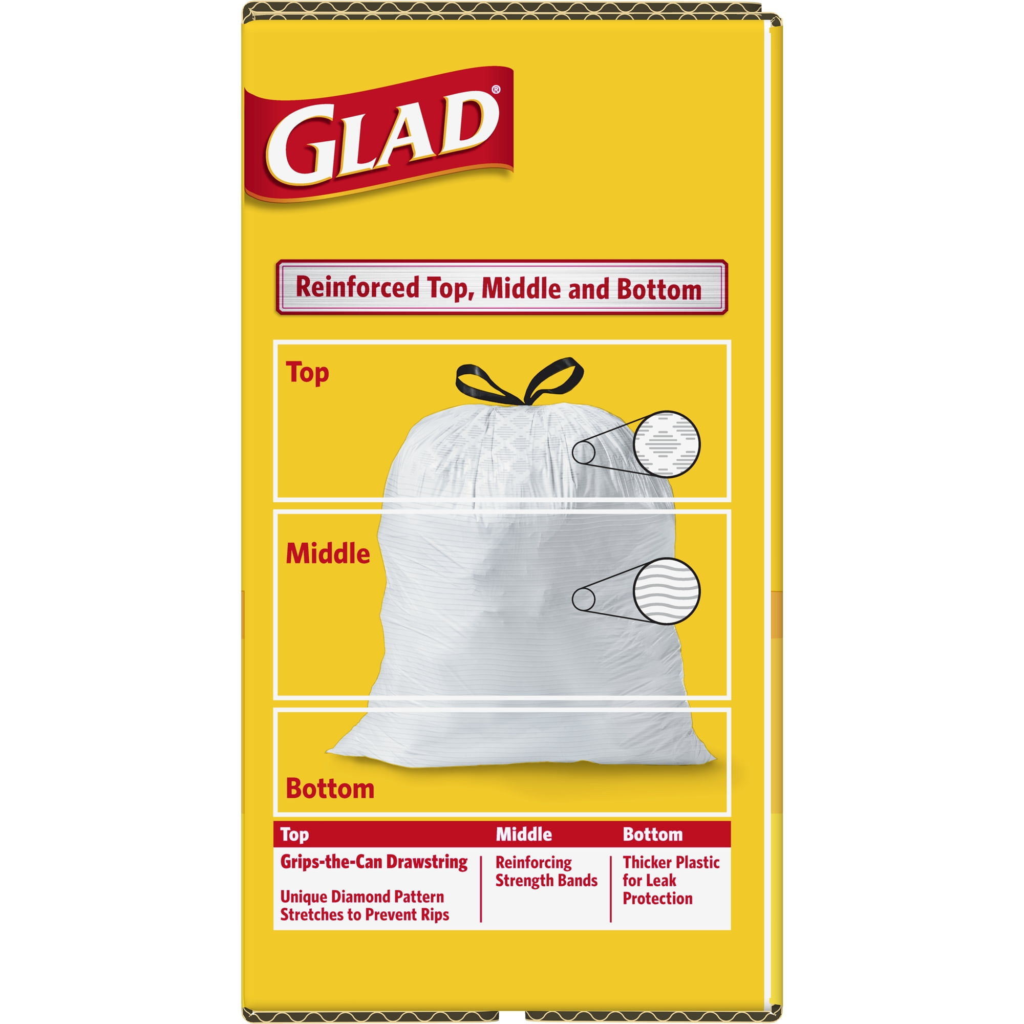Glad® Tall Kitchen Quick-Tie® Trash Bags - 13 Gallon White Trash Bag – 15  Count, Plastic Bags