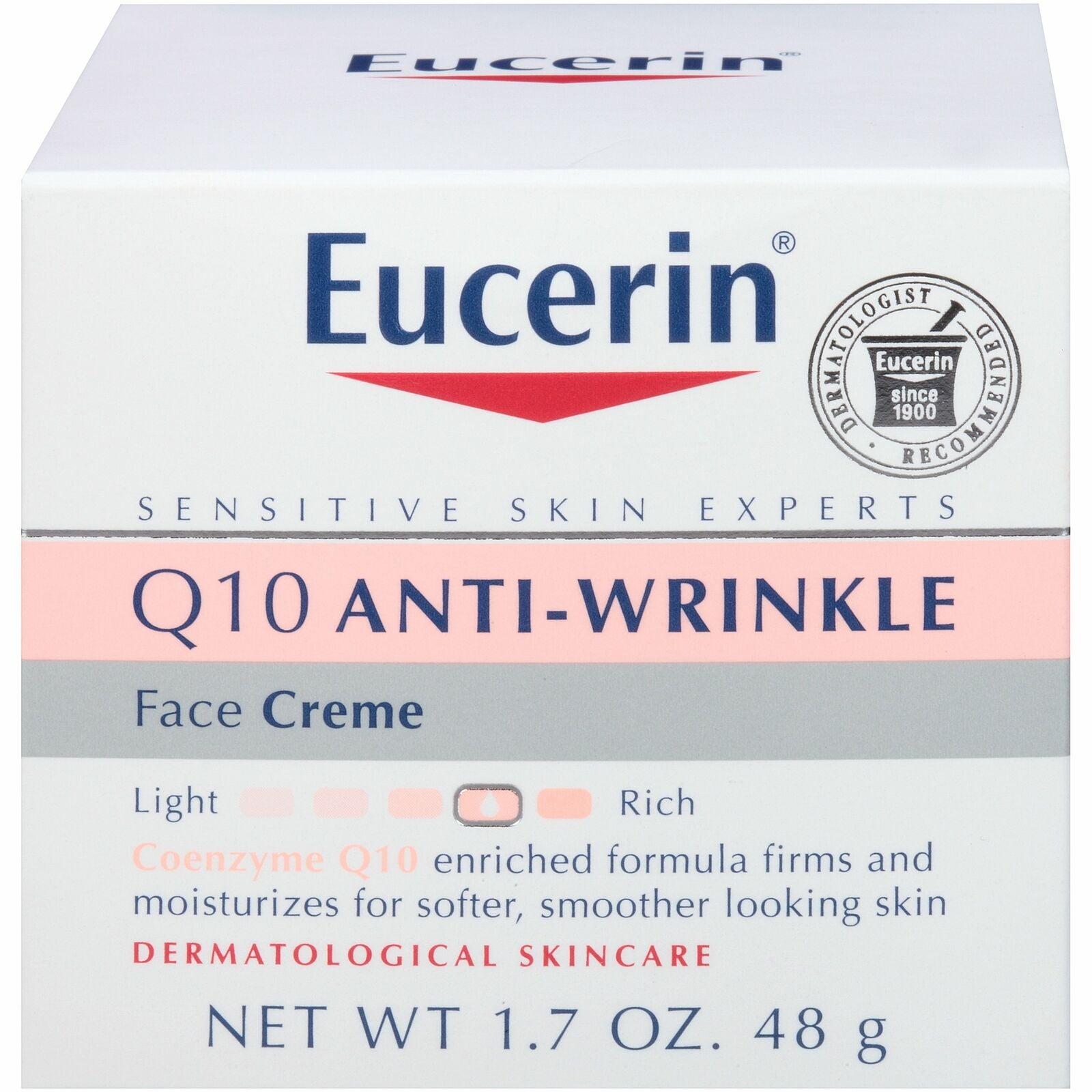 Eucerin Q10 Anti-Wrinkle Face Creme, Unscented, 1.7 oz (8 pack)