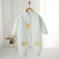 thumbnail image 2 of QIbmong Infants Newborn Romper Button down Long Sleeve Collared V Neck Bodysuit Casual Claw Embroidery Cute Winter Warm Clothing Sets(0-3 Months,Green), 2 of 6