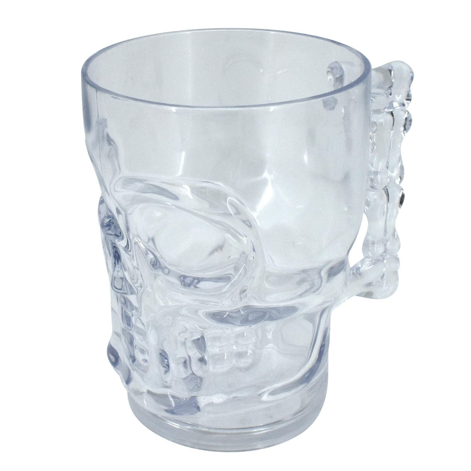 Halloween Plastic Skull Beer Mug Party Tableware, Clear, 19 oz, Way to Celebrate