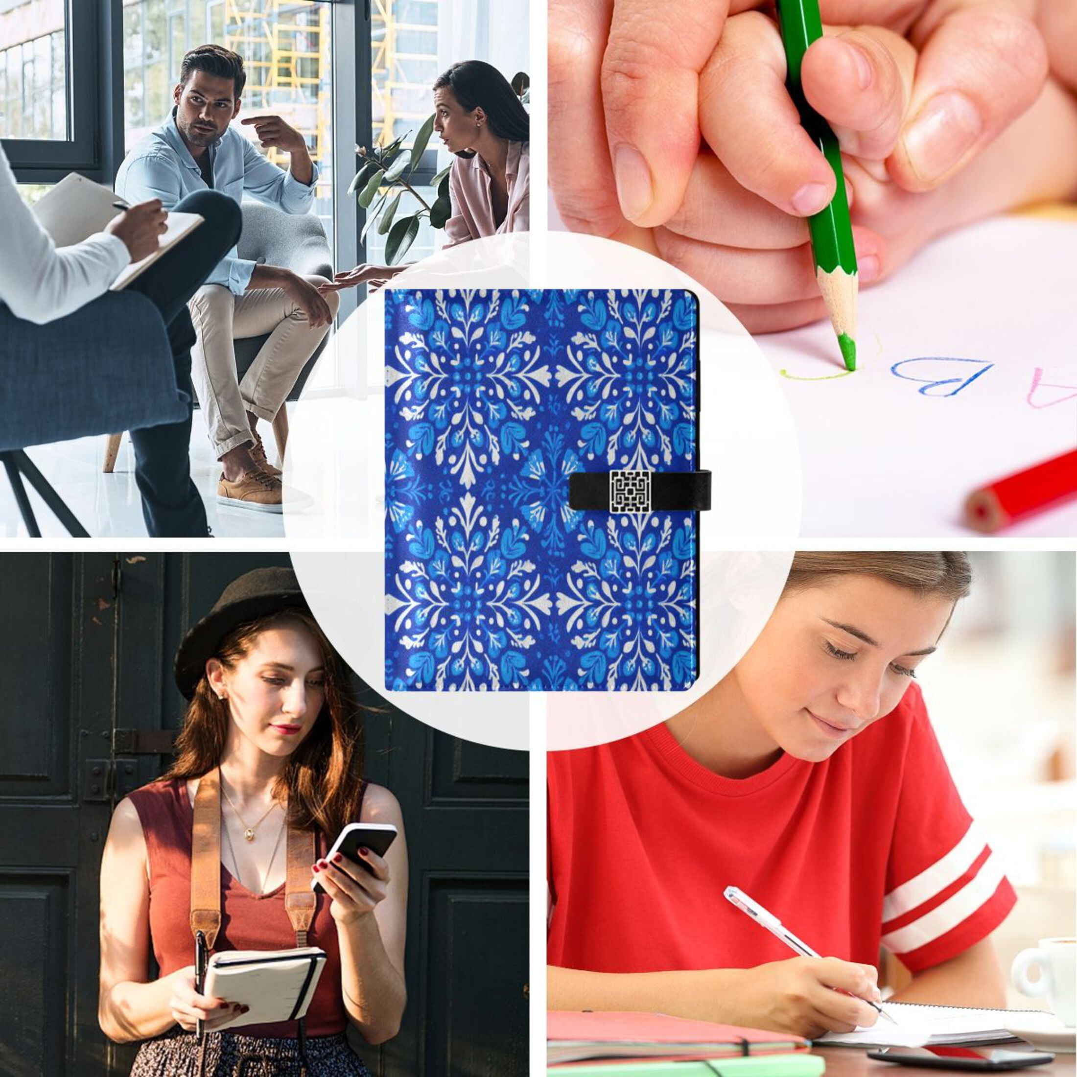 Leather Planner Leather Notebook Notebook Journal Binder Design Pen Pocket Design Convenient for Storage Blue Beautiful