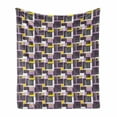 thumbnail image 1 of Geometric Soft Flannel Fleece Throw Blanket, Abstract Modern Pattern with Grunge Stripes and Squares, Cozy Plush for Indoor and Outdoor Use, 50" x 60", Lilac Charcoal Grey, by Ambesonne, 1 of 5