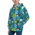 thumbnail image 2 of Pofeuu Shark And Leaves Print Teenage Zipper Hoodie Sweatshirts Hooded Casual Jackets With Pocket For Boys Girls-Small, 2 of 6
