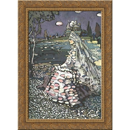 Russian Landscape - Russian beauty in a landscape 24x18 Gold Ornate Wood Framed Canvas Art by Wassily Kandinsky