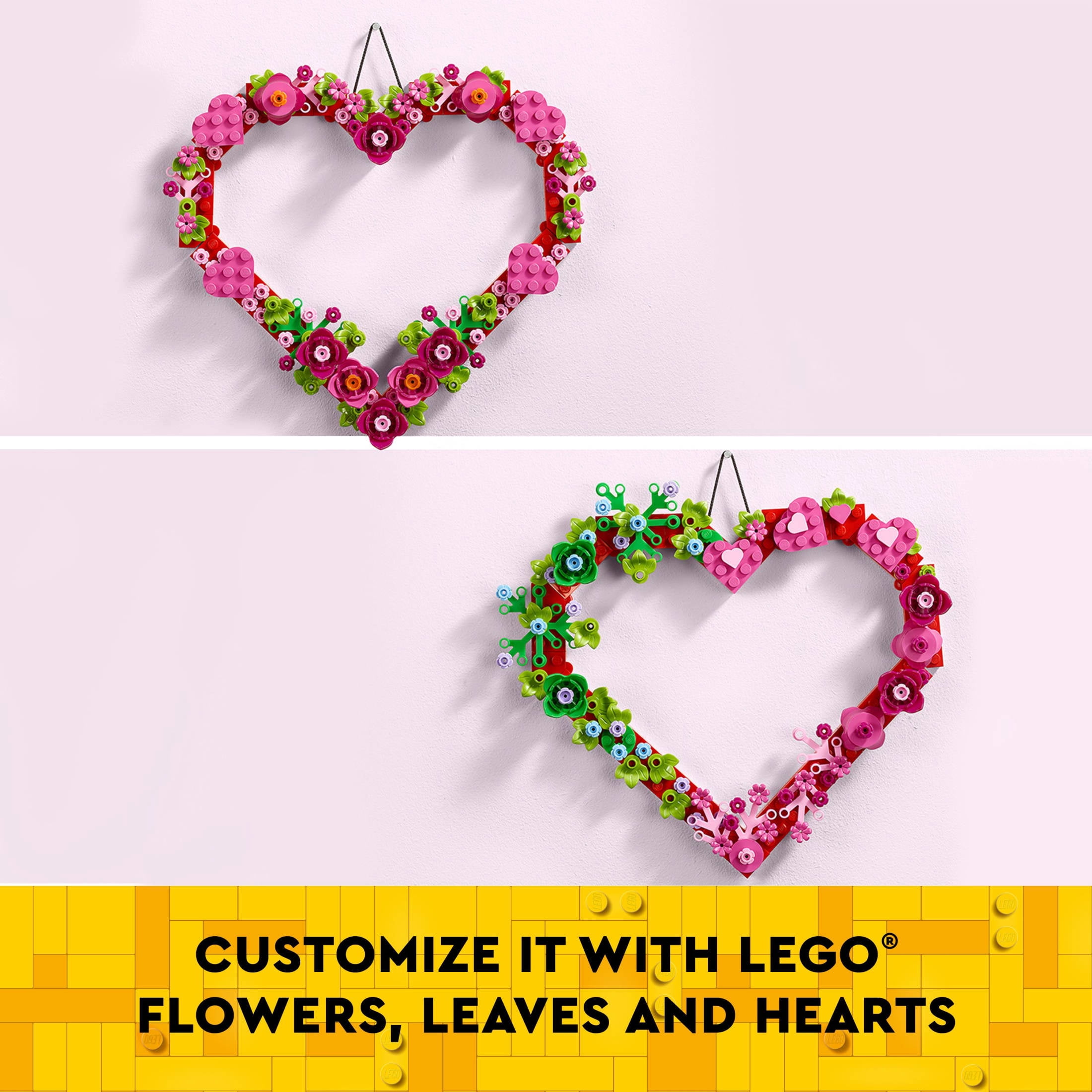 LEGO Heart Ornament Building Toy Kit - Heart-Shaped Arrangement of Artificial Flowers - Great Gift for Loved Ones, Unique Arts & Crafts Activity for Kids 9+ - 40638