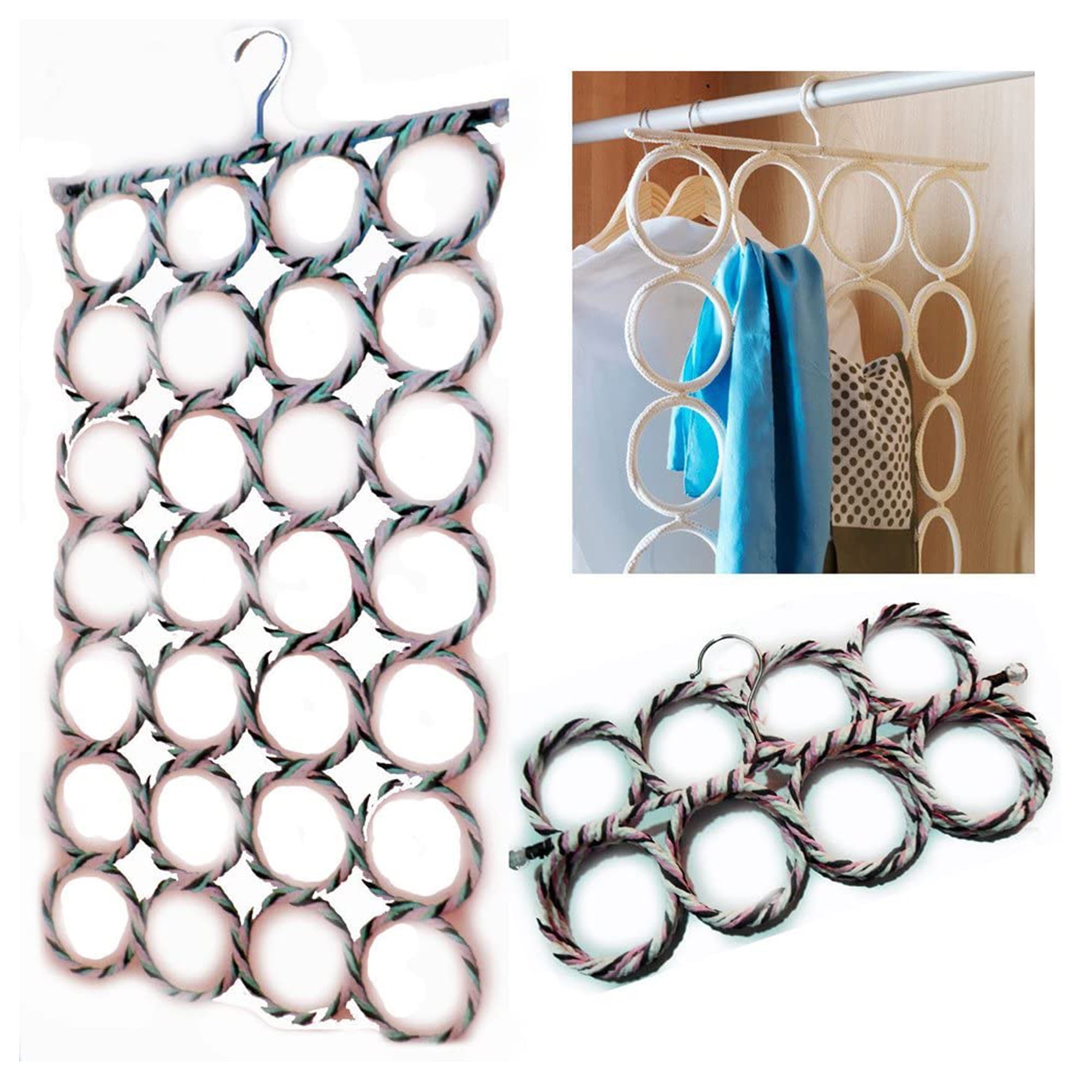 Shawl Scarf Hanger Belt Tie 5 Ring Rack Organizer Holder Hook Display Hanger