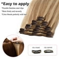 thumbnail image 5 of Benehair Premium Thick Full Head Clip In Human Hair Extensions Double Weft 100% Real Remy Hair Women Highlight Blonde Soft, 5 of 11